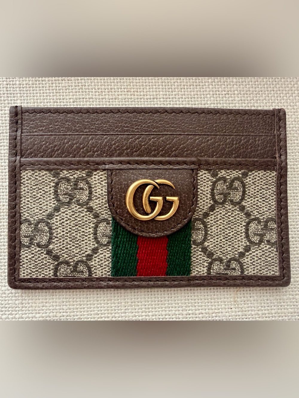 Gucci Ophidia GG Card Case Brown & Green